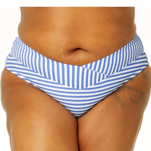 Time and Tru Women's Plus Striped Mid-Rise V-Bikini Bottom Size 3X (24W-26W) - Picture 3 of 11